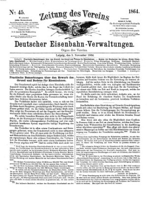 Zeitung des Vereins Deutscher Eisenbahnverwaltungen (Eisenbahn-Zeitung) Samstag 5. November 1864