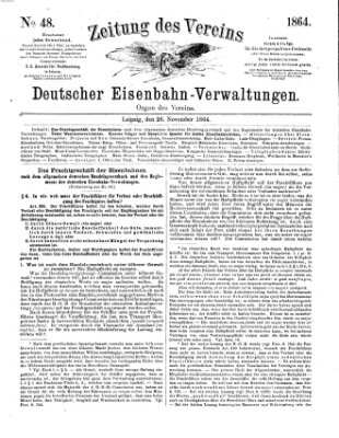 Zeitung des Vereins Deutscher Eisenbahnverwaltungen (Eisenbahn-Zeitung) Samstag 26. November 1864