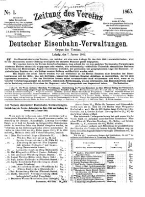 Zeitung des Vereins Deutscher Eisenbahnverwaltungen (Eisenbahn-Zeitung) Samstag 7. Januar 1865