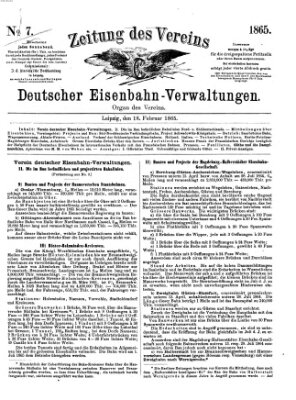 Zeitung des Vereins Deutscher Eisenbahnverwaltungen (Eisenbahn-Zeitung) Samstag 18. Februar 1865