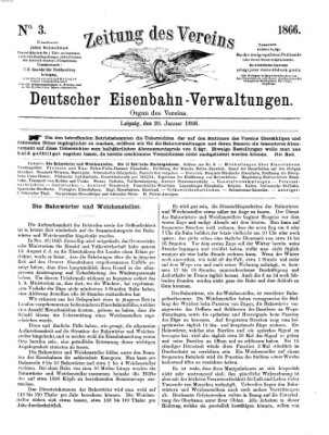 Zeitung des Vereins Deutscher Eisenbahnverwaltungen (Eisenbahn-Zeitung) Samstag 20. Januar 1866