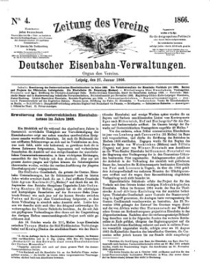 Zeitung des Vereins Deutscher Eisenbahnverwaltungen (Eisenbahn-Zeitung) Samstag 27. Januar 1866