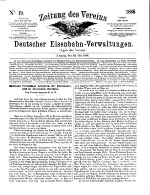 Zeitung des Vereins Deutscher Eisenbahnverwaltungen (Eisenbahn-Zeitung) Samstag 12. Mai 1866