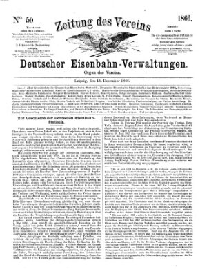 Zeitung des Vereins Deutscher Eisenbahnverwaltungen (Eisenbahn-Zeitung) Samstag 15. Dezember 1866