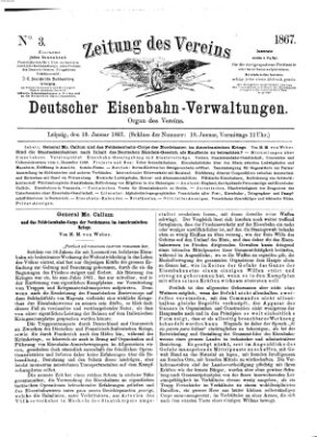 Zeitung des Vereins Deutscher Eisenbahnverwaltungen (Eisenbahn-Zeitung) Samstag 19. Januar 1867