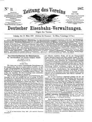 Zeitung des Vereins Deutscher Eisenbahnverwaltungen (Eisenbahn-Zeitung) Samstag 16. März 1867