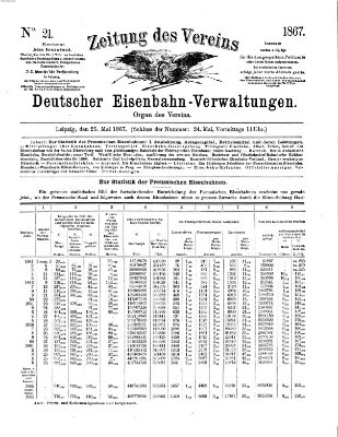 Zeitung des Vereins Deutscher Eisenbahnverwaltungen (Eisenbahn-Zeitung) Samstag 25. Mai 1867