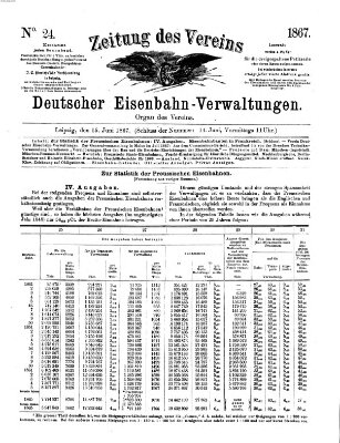 Zeitung des Vereins Deutscher Eisenbahnverwaltungen (Eisenbahn-Zeitung) Samstag 15. Juni 1867