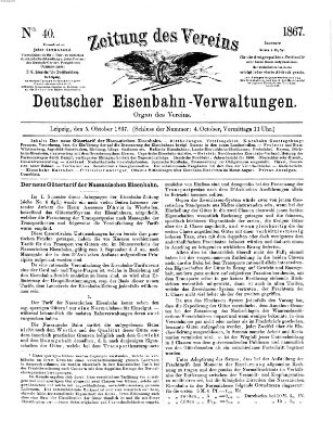 Zeitung des Vereins Deutscher Eisenbahnverwaltungen (Eisenbahn-Zeitung) Samstag 5. Oktober 1867