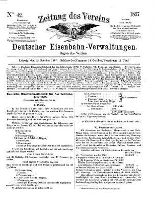 Zeitung des Vereins Deutscher Eisenbahnverwaltungen (Eisenbahn-Zeitung) Samstag 19. Oktober 1867