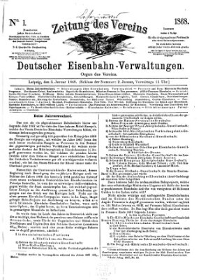 Zeitung des Vereins Deutscher Eisenbahnverwaltungen (Eisenbahn-Zeitung) Freitag 3. Januar 1868