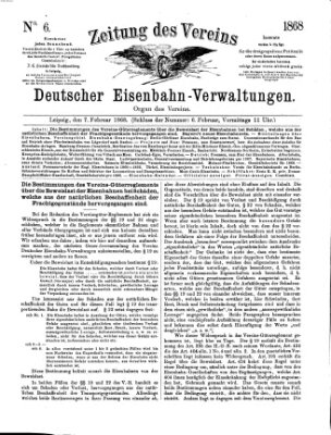 Zeitung des Vereins Deutscher Eisenbahnverwaltungen (Eisenbahn-Zeitung) Freitag 7. Februar 1868