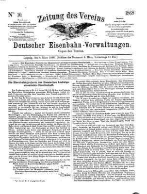 Zeitung des Vereins Deutscher Eisenbahnverwaltungen (Eisenbahn-Zeitung) Freitag 6. März 1868