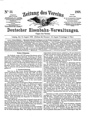 Zeitung des Vereins Deutscher Eisenbahnverwaltungen (Eisenbahn-Zeitung) Dienstag 14. Juli 1868