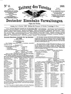 Zeitung des Vereins Deutscher Eisenbahnverwaltungen (Eisenbahn-Zeitung) Freitag 9. Oktober 1868