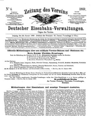 Zeitung des Vereins Deutscher Eisenbahnverwaltungen (Eisenbahn-Zeitung) Freitag 22. Januar 1869