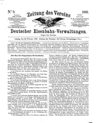 Zeitung des Vereins Deutscher Eisenbahnverwaltungen (Eisenbahn-Zeitung) Freitag 26. Februar 1869