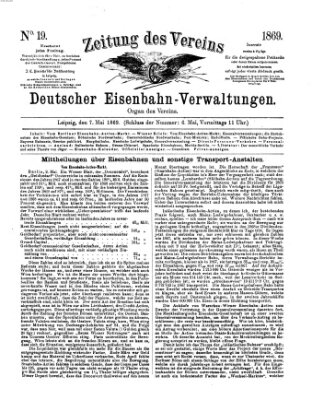 Zeitung des Vereins Deutscher Eisenbahnverwaltungen (Eisenbahn-Zeitung) Freitag 7. Mai 1869