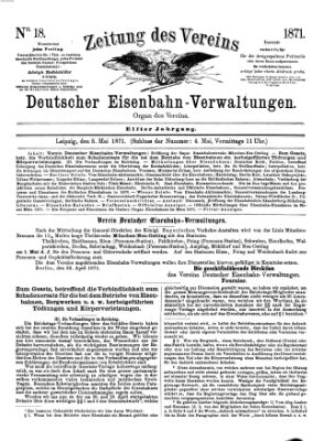 Zeitung des Vereins Deutscher Eisenbahnverwaltungen (Eisenbahn-Zeitung) Freitag 5. Mai 1871