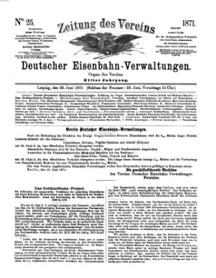 Zeitung des Vereins Deutscher Eisenbahnverwaltungen (Eisenbahn-Zeitung) Freitag 23. Juni 1871