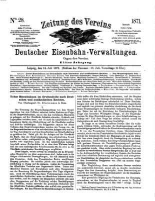 Zeitung des Vereins Deutscher Eisenbahnverwaltungen (Eisenbahn-Zeitung) Freitag 14. Juli 1871