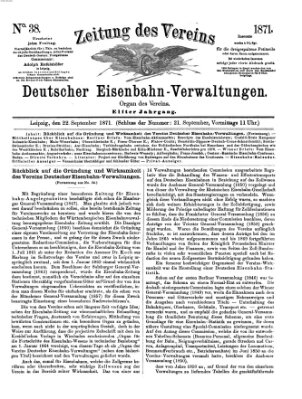 Zeitung des Vereins Deutscher Eisenbahnverwaltungen (Eisenbahn-Zeitung) Freitag 22. September 1871