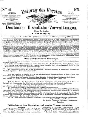 Zeitung des Vereins Deutscher Eisenbahnverwaltungen (Eisenbahn-Zeitung) Freitag 13. Oktober 1871