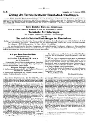 Zeitung des Vereins Deutscher Eisenbahnverwaltungen (Eisenbahn-Zeitung) Mittwoch 17. Januar 1872