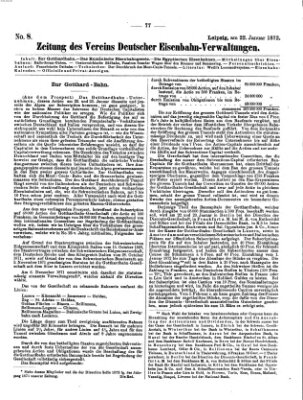 Zeitung des Vereins Deutscher Eisenbahnverwaltungen (Eisenbahn-Zeitung) Montag 22. Januar 1872