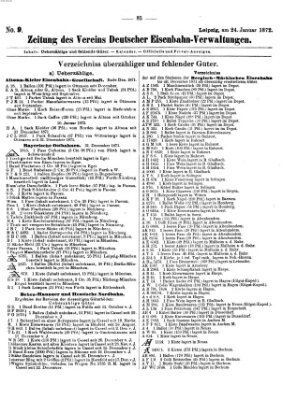 Zeitung des Vereins Deutscher Eisenbahnverwaltungen (Eisenbahn-Zeitung) Mittwoch 24. Januar 1872