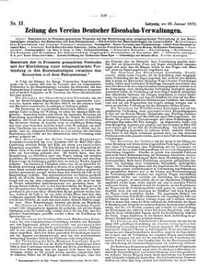 Zeitung des Vereins Deutscher Eisenbahnverwaltungen (Eisenbahn-Zeitung) Montag 29. Januar 1872