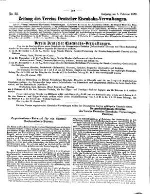 Zeitung des Vereins Deutscher Eisenbahnverwaltungen (Eisenbahn-Zeitung) Montag 5. Februar 1872