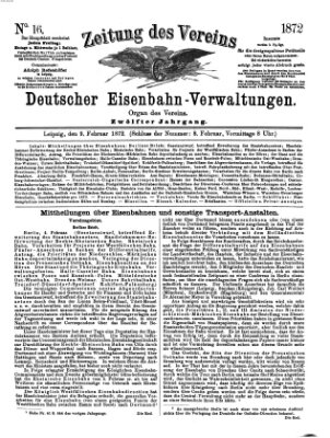 Zeitung des Vereins Deutscher Eisenbahnverwaltungen (Eisenbahn-Zeitung) Freitag 9. Februar 1872