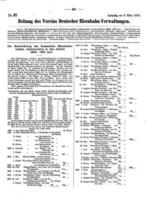 Zeitung des Vereins Deutscher Eisenbahnverwaltungen (Eisenbahn-Zeitung) Mittwoch 6. März 1872