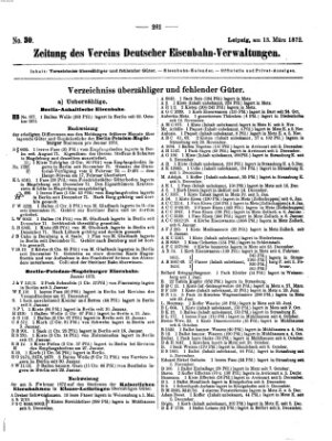 Zeitung des Vereins Deutscher Eisenbahnverwaltungen (Eisenbahn-Zeitung) Mittwoch 13. März 1872