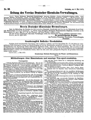 Zeitung des Vereins Deutscher Eisenbahnverwaltungen (Eisenbahn-Zeitung) Montag 6. Mai 1872