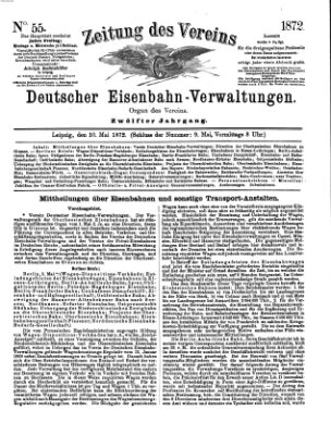 Zeitung des Vereins Deutscher Eisenbahnverwaltungen (Eisenbahn-Zeitung) Freitag 10. Mai 1872