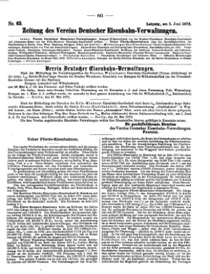 Zeitung des Vereins Deutscher Eisenbahnverwaltungen (Eisenbahn-Zeitung) Montag 3. Juni 1872