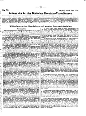 Zeitung des Vereins Deutscher Eisenbahnverwaltungen (Eisenbahn-Zeitung) Mittwoch 26. Juni 1872