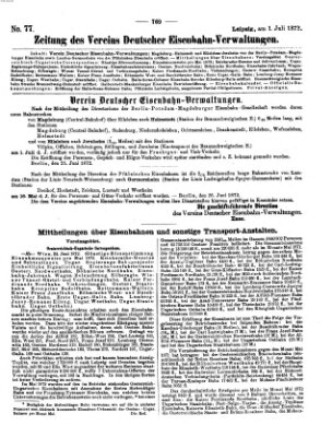 Zeitung des Vereins Deutscher Eisenbahnverwaltungen (Eisenbahn-Zeitung) Montag 1. Juli 1872