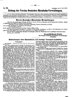 Zeitung des Vereins Deutscher Eisenbahnverwaltungen (Eisenbahn-Zeitung) Montag 8. Juli 1872