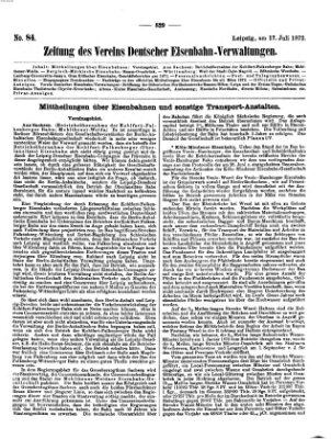 Zeitung des Vereins Deutscher Eisenbahnverwaltungen (Eisenbahn-Zeitung) Mittwoch 17. Juli 1872