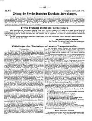 Zeitung des Vereins Deutscher Eisenbahnverwaltungen (Eisenbahn-Zeitung) Mittwoch 24. Juli 1872