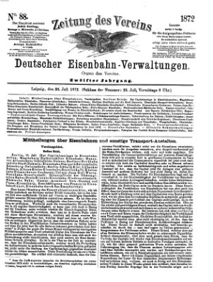 Zeitung des Vereins Deutscher Eisenbahnverwaltungen (Eisenbahn-Zeitung) Freitag 26. Juli 1872