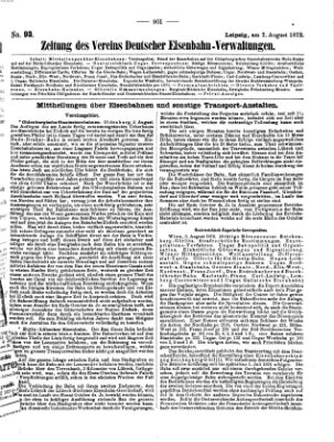 Zeitung des Vereins Deutscher Eisenbahnverwaltungen (Eisenbahn-Zeitung) Mittwoch 7. August 1872