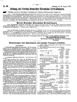 Zeitung des Vereins Deutscher Eisenbahnverwaltungen (Eisenbahn-Zeitung) Montag 12. August 1872