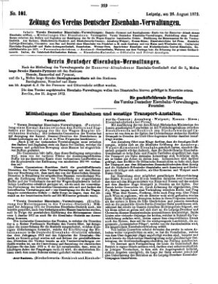 Zeitung des Vereins Deutscher Eisenbahnverwaltungen (Eisenbahn-Zeitung) Montag 26. August 1872