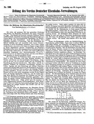 Zeitung des Vereins Deutscher Eisenbahnverwaltungen (Eisenbahn-Zeitung) Mittwoch 28. August 1872