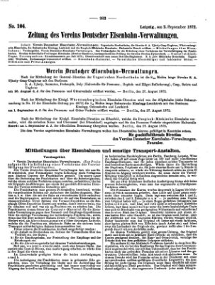 Zeitung des Vereins Deutscher Eisenbahnverwaltungen (Eisenbahn-Zeitung) Montag 2. September 1872