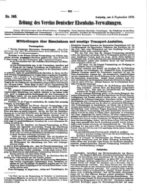 Zeitung des Vereins Deutscher Eisenbahnverwaltungen (Eisenbahn-Zeitung) Mittwoch 4. September 1872